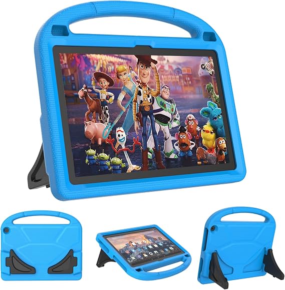Fire HD 10 & Fire HD 10 Plus Tablet Case for Kids (13/11th Gen, 2023/2021 Release) -Mansiruyi Lightweight Shockproof Case with Handle Stand for Fire HD10 Kids&Kids Pro Tablet - Blue
