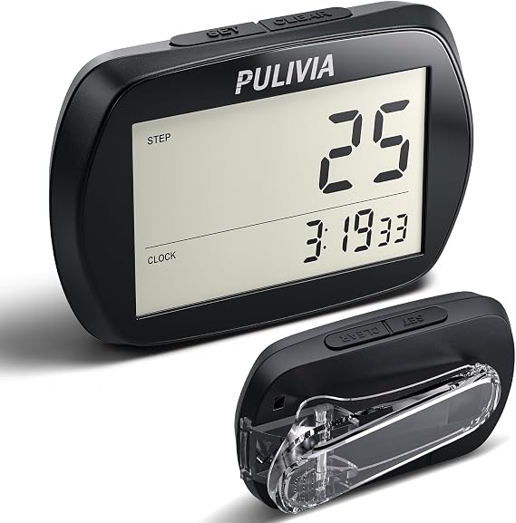 Pedometer for Walking 3D Step Counter with Clock, Simple Operation Portable Steps Tracker with Clip Lanyard