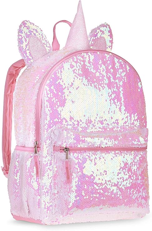 Unicorn 2 Way Sequins Critter Backpack 16 (Pink, One_Size)