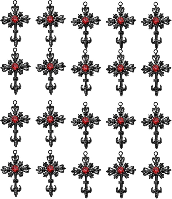 20 Pcs Gothic Cross Necklace Pendants,Jewelry Making Charms for Bracelets Keychain Earring DIY Crafting Supplies