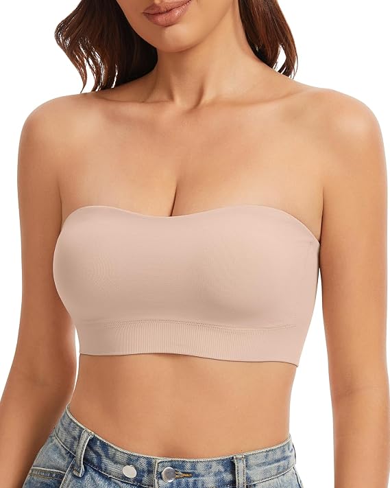 WOWENY Womens Strapless Bras Wireless Padded Bandeau Bra Tube Top