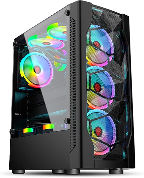 ATX Mid Tower PC Gaming Case - Front USB Port - Quick-Release Tempered Glass Side Panel - Cable Management System - Water-Cooling Ready - Black/White/Pink,Black