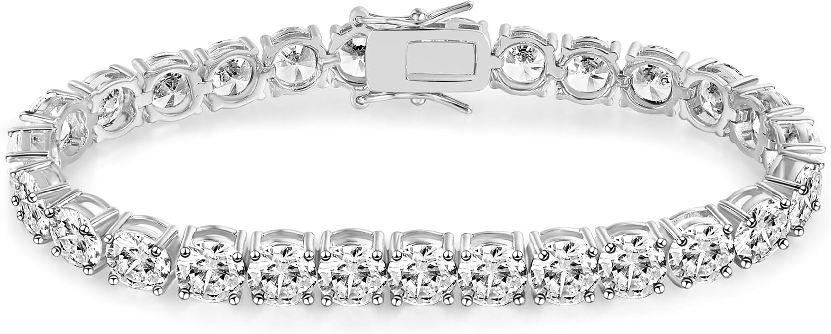Gemsme 6MM Tennis Bracelet for Women Men, 18K White/Yellow Gold Plated 6.0mm Round Classic Cubic Zirconia Tennis Bracelet