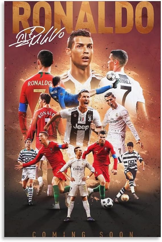 Cristiano Ronaldo Poster 2 Wall Art Canvas Print Poster Home Bathroom Bedroom Office Living Room Decor Canvas Poster Unframe: 12x18inch(30x45cm)