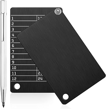 2 Pieces Steel Crypto Wallets and 1 Piece Metal Plate Marking Pen, Cryptocurrency Wallets for Hardware Cold Wallet Backups Crypto Seed Storage for Bitcoin Compatible with BIP39 Hardware Black