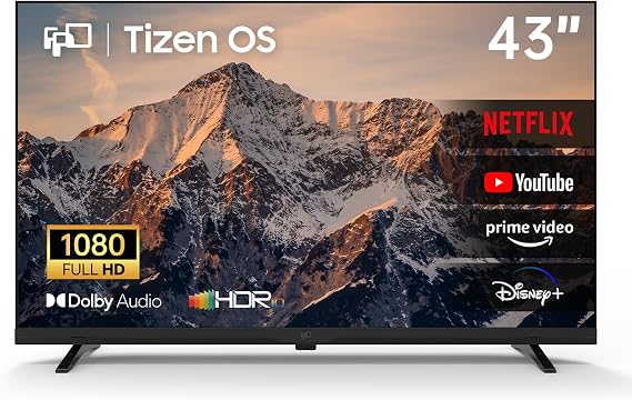 FPD Tizen OS Smart TV 43" 1080P Full HD Compatible with Dolby Audio, HDR 10, HDMI, WiFi, Bluetooth, Flat Screen TV (AT43-P1, 2025)