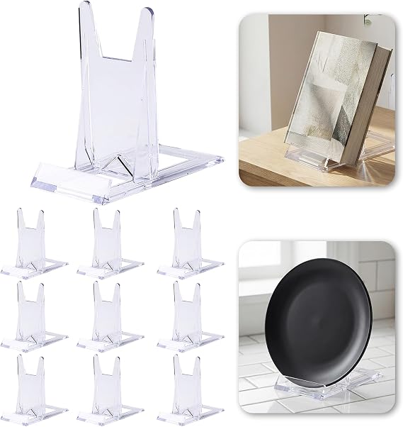 10PCS Plate Stand & Acrylic Display Stand, Adjustable Clear Set