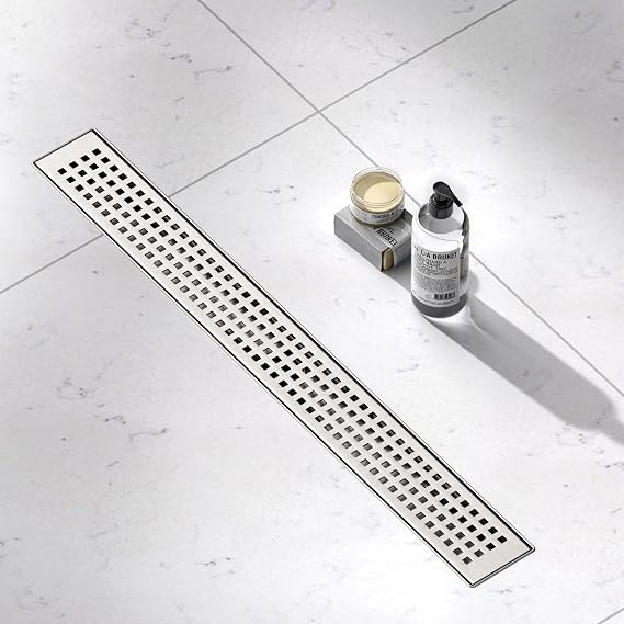 Tile Insert Linear Shower Drain,24 inch with Brick Pattern Grate