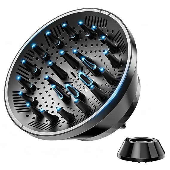 Hair Dryer Diffuser Attachment, Compatible with Revlon Blow Dryer, Collapsible Travel Diffuser for 1.5" to 3.2" Blow Dryer, Large Bowl for Thick, Curly, Wavy & Coily Hair