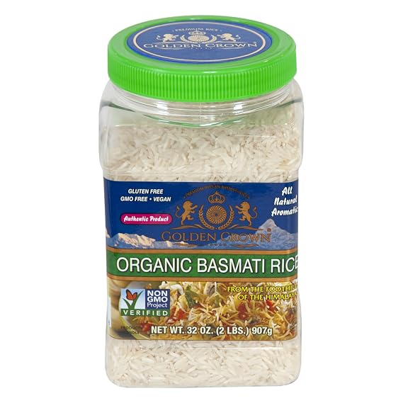 Golden Crown Basmati Rice, 2Lb, Gluten Free, Non-GMO, Long Grain White Rice