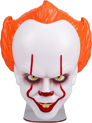 Pennywise Mask Light - Officially Licensed IT Mood Light, Wall Mountable or Free Standing Scary Halloween Decoration, Gift for Horror Movie Fans, USB Cable Included - 18cm