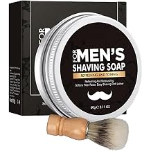 Shaving Soap for Men with Brush, Smoothest Wet Men's Shaving Cream & Foam Kit Gift for Dad, Husband, Boyfriend, Travel Size Wet Shave Cream with Smooth Lather for Close Shave