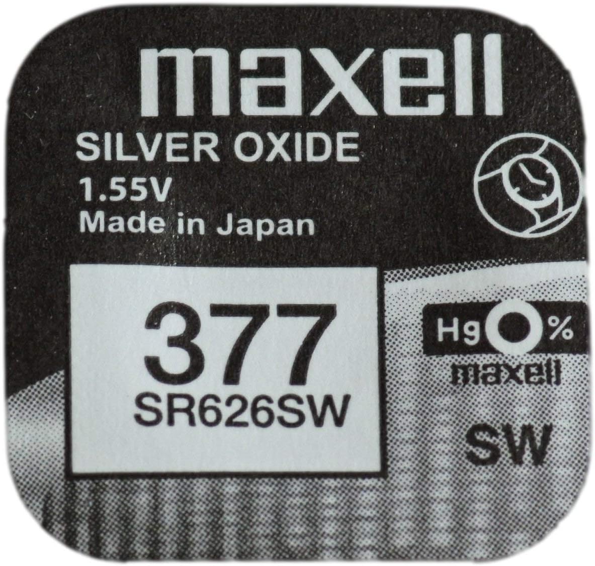 One 1 X Maxell 377 SR626SW SB-AW Silver Oxide Watch Battery 1.55v Blister Packed