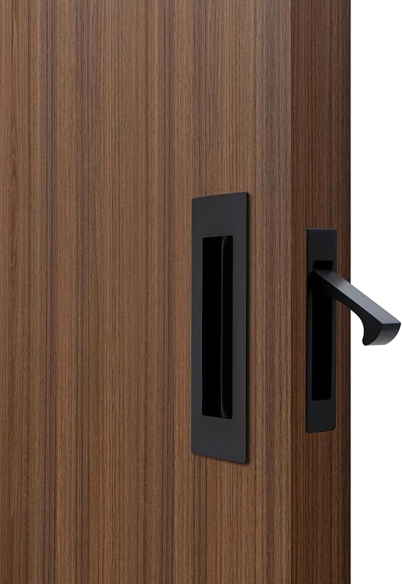 Dontay Pocket Door Handle,Recessed Pull,No Lock Flush Hardware,Black,4.72''