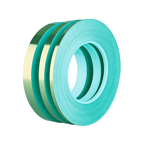 3 Rolls Rose Gold Metalized Tape with Polyester Mylar Film, Mirror Washi Tape for Wall Decor, Gift Package, Furniture, Wall, Graphic Arts, Holiday Decor DIY, 0.2 Inch, 0.4 Inch, 0.6 Inch X 55 Yard