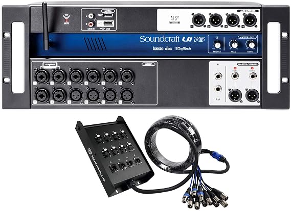 Soundcraft Ui16 Digital Mixer w/Wifi+App Control+Recording Ui 16+Snake Cable