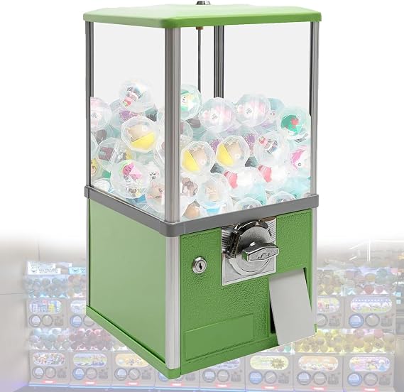 Capsule Vending Machine with Locks,Capsule Toy Vending Machine Dispenser Prize Machine,Gashapon Machine,100 Empty Balls,for Home, Game Stores and Retail Stores Green