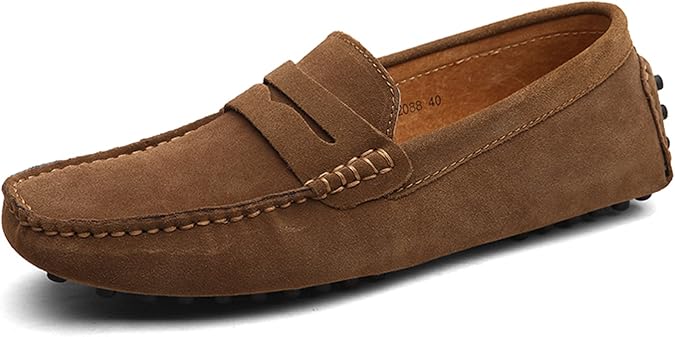 WUIWUIYU Men's Casual Slip-On Suede Loafers Moccasins Driving Shoes