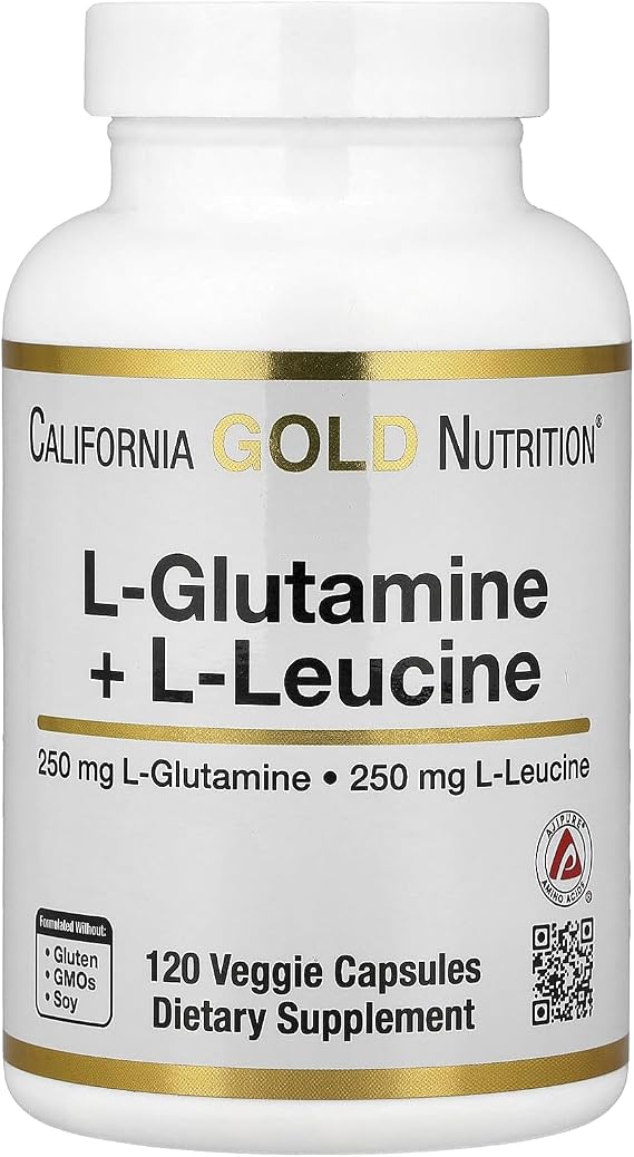 California Gold Nutrition L-Glutamine + L-Leucine, 120 Veggie Capsules