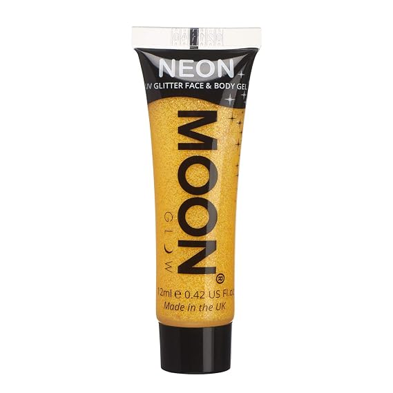 Moon Glow - Neon UV Glitter Face & Body Gel - 0.42oz Golden Yellow Glitter Face Paint