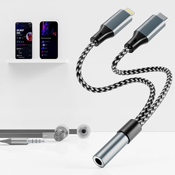 USB C and Lightning to 3.5 mm Headphone Jack Adapter - 2 in 1 iPhone Aux Adapter and USB C Headphone Adapter Audio Cable for iPhone 15 14 13 12 Pro Max Galaxy S24 S23 iPad MacBook [Apple MFi]