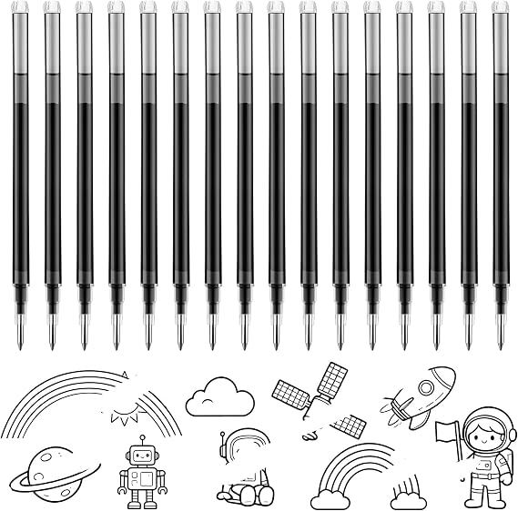 16Pcs 0.7mm Black Erasable Gel Ink Pen Refills Compatible with Frixion