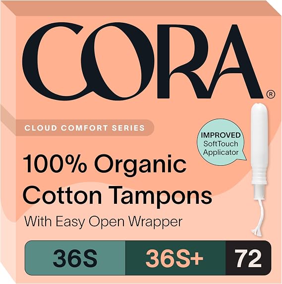 Cora Organic Cotton Tampons Multipack (36 Super, 36 Super Plus Tampons)