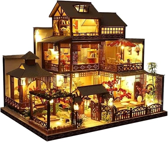 DIY Wooden Dollhouse Architecture Doll Houses Mininatures with Furniture