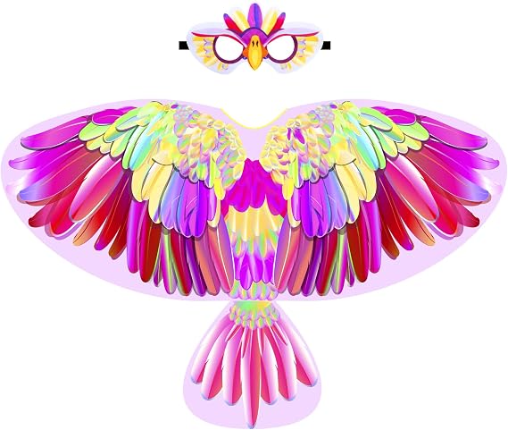 iROLEWIN Vest Eagle-Bird-Wings-Costume for Kids Bird Mask Toddler Dress-Up Costumes Christmas Birthday Gifts 3+ Girls Boys