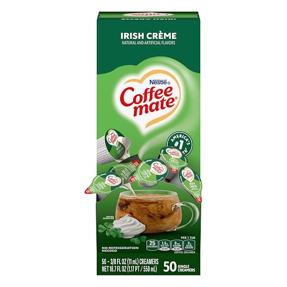 Nestle Coffee mate Liquid Coffee Creamer Singles, Irish Creme, 50 Ct Box
