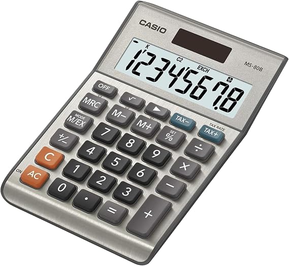 Casio MS-80B Desktop Calculator, Tax & Currency Tools