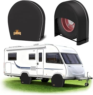 Tire Covers Sets of 2 for RV Truck SUV Jeep Travel Camper Van,Heavy Duty Waterproof UV-Resistant 600D Oxford Fabric Trailer Tire Wheel Protector Covers,Universal Fits Tires Diameter 26-29 Inch