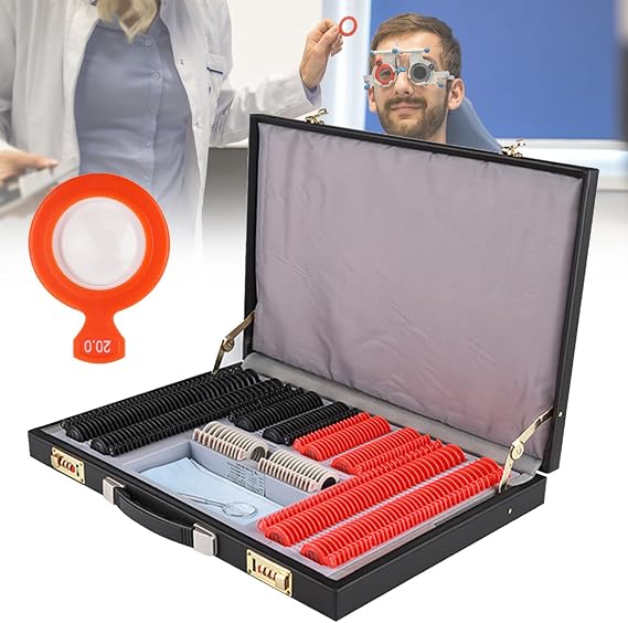 Optometry Kit,266 Pcs Optical Trial Lens Set Optometry Kit, Optical Trial Lens Set with Leather Password Box, for Optics Shops, Optometrists Training Centers