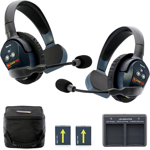 EARTEC Ultralite PRO16 Wireless Intercom Headset System for 2 Users Long Range 1/2 Mile, Hands-Free Full Duplex, 10-Hour Battery, Single Ear, Expandable to 16 U.S. Company Since 1961