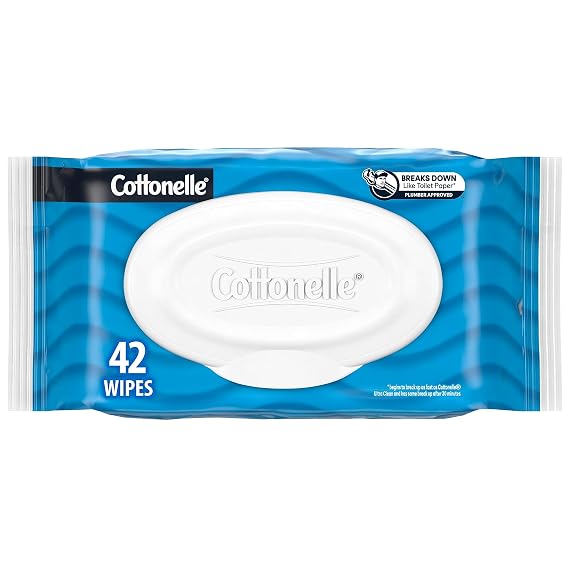Cottonelle Flushable Wet Wipes for Adults, 1 Flip-Top Pack, 42 Wipes, Alcohol-Free, Plastic Free