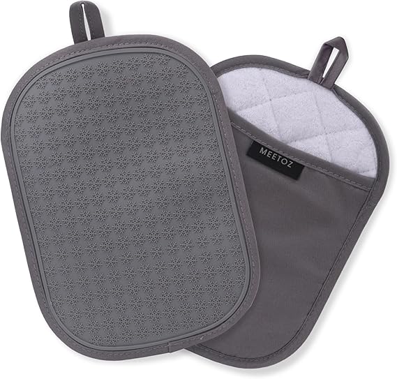 2PCS Silicone Pot Holders, Oven Mitts Heat Resistant Hot Pads with Pockets