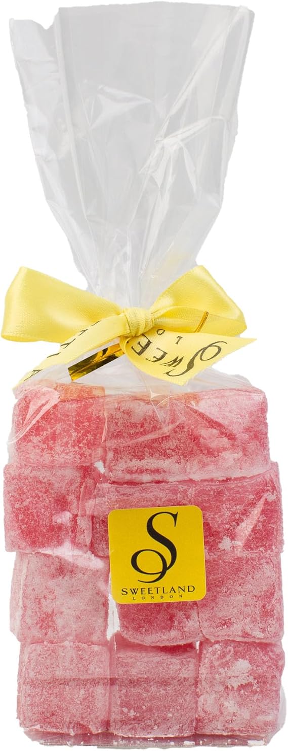 Sweetland London Pomegranate Turkish Delight Bag | 200g | A Tropical Mediterranean Flavour Fusion | Made in our London Bakery | The Gift for Loved Ones