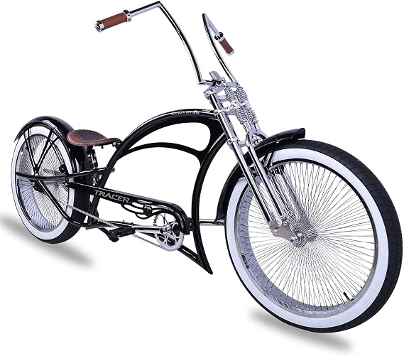 Tracer Scorpion Pro DTS 26 Inch Fat Tire Beach Cruiser Bike Adult Stretch Chopper Bicycle, Single Speed Men's Cruiser with Oversized U-tpye Hi-Ten Steel Frame, 26" x3.0 Tires