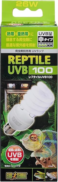 GEX EXO TERRA エキゾテラ Reptile UVB100 26W PT2187 Ultraviolet Light for Tropical and Subtropical Reptiles, Optimal UVB Emission for Reptiles Inhabiting Tropical and Subtropical Regions