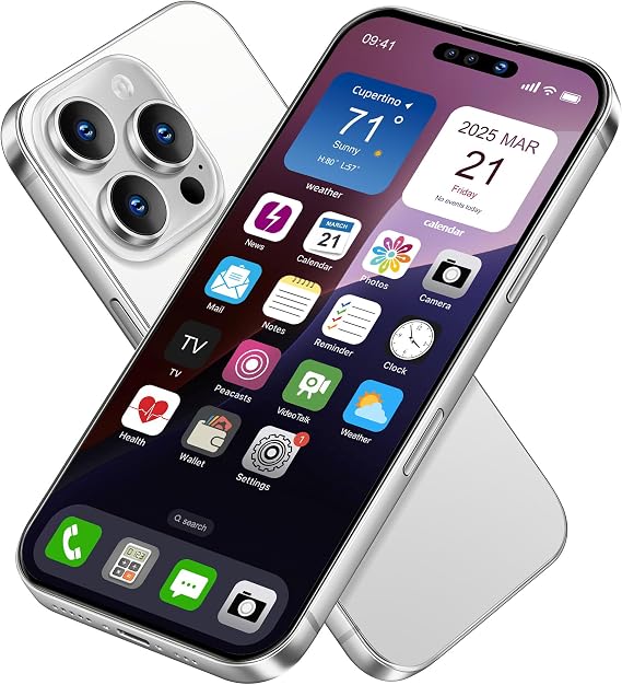 Without Logo Non-working Phone Dummy Display Model Pretend Phone toy for Phone 16 Pro max 6.8 inches - Silver Colorscreen