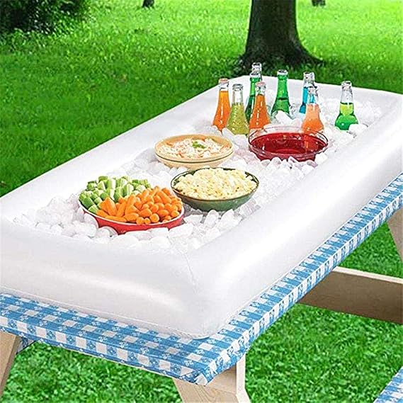 Inflatable Serving Bars Ice Buffet Salad Serving Trays Food Drink Holder Cooler Containers Indoor Outdoor BBQ Picnic Pool Party Supplies Cooler Drain Plug,Ice Tray Food Drink Containers for Summer Par