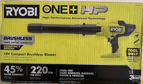 RYOBI 18V Cordless Leaf Blower, Black