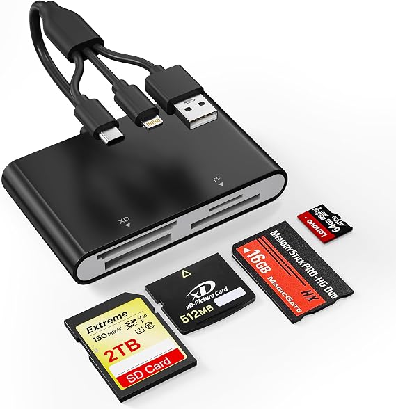 Memory Stick Pro Duo Adapter - SD/MS/XD/TF Sony Cybershot SD Memory Stick Pro Duo Reader for iPhone 17 16 15 14/Android/PC, 4 in 1 Memory Card Digital Camera Adapter