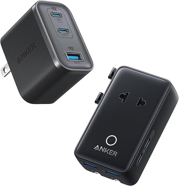 Anker Nano Travel Adapter 5-in-1, 20W & Anker Nano Charger 70W, 3 Ports Black