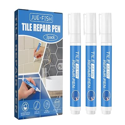Grout Pen White Tile Paint Marker: Waterproof Grout Paint, Tile Grout Colorant and Sealer Pens - Narrow 5mm, 3 Pack with Extra Tips 7mL White