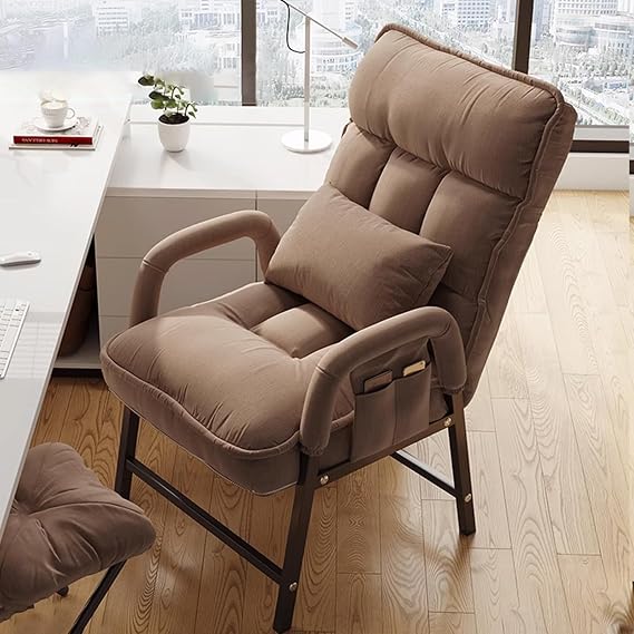Living Room Lazy Chair with Ottoman & Armrest, Comfy Arm Chair, 6-Gear Adjustable Backrest, PP Cotton Filling, Thickened Metal Bracket, Anti-Tipping