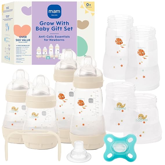 MAM Grow with Baby Anti-Colic+ Bottle & Pacifier Set 0+ Months, Unisex