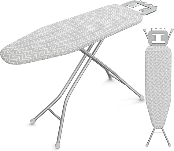 Yaheetech Ironing Board 43"x14" with Iron Rest, Foldable, Gray & White | Full Size Ironing Surface, Heavy Duty Steel X-Frame, 9 Adjustable Heights 21-36 Inches, Folds Flat for Small Spaces
