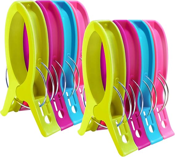 HiGift Jumbo Quilting Clamps | 8 Pack Extra Large Beach Towel Clips | 5 inch Wide Opening Plastic Clips for Sewing, Binding, Keeping Towel Fabric in Place