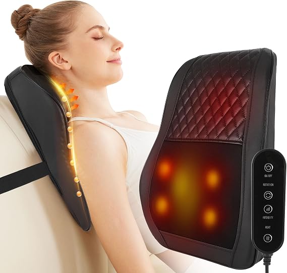 AERLANG Cordless Neck and Back Massager with Heat, 3D Shiatsu Kneading Pillow, 4 Massage Nodes & Bi-Directional Deep Tissue Massage for Neck/Shoulders/Back, Ideal Gift for Women & Men